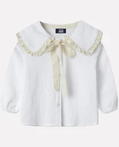 Checkered Blouse with Bow Detail for Little Girls