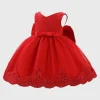 Red Floral Dress with Cozy Tights for Little Girls